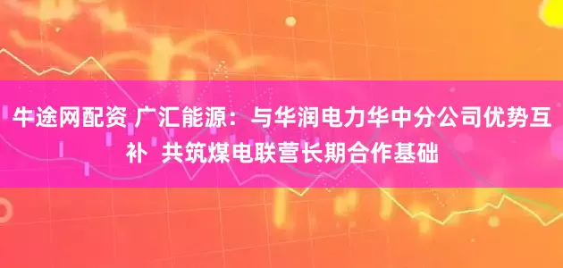 牛途网配资 广汇能源：与华润电力华中分公司优势互补  共筑煤电联营长期合作基础